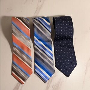 Men's Blue Striped and Navy Patterned Tie Set - Versatile Business Style